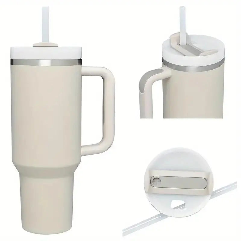 40Oz Straw Cup, 1 Count Reusable Stainless Steel Vacuum Flask with Straw, Drinking Cup for Cold & Hot Drinks, Water, Ice Tea or Coffee, Smoothie