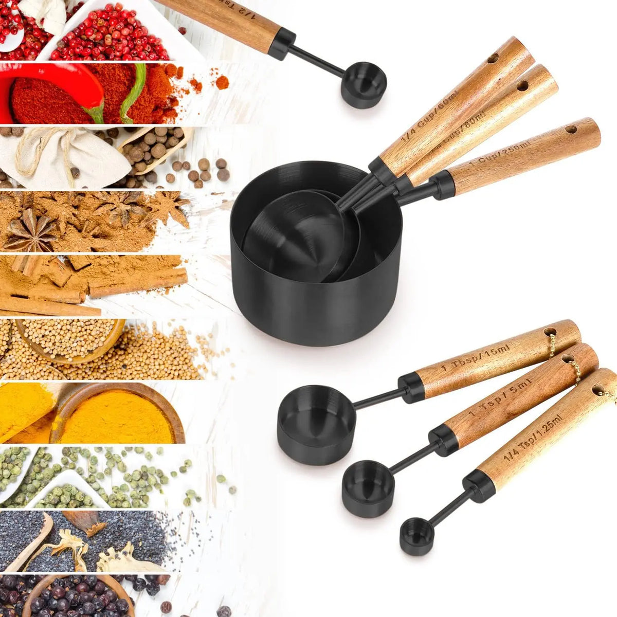 Stainless Steel Measuring Cup & Spoon Set, 4/8 Multifunctional Measuring Utensils with Handle, Stainless Steel Dishwasher Safe, Nesting Metal Spoons and Cups for Cooking and Baking Supplies, Kitchen Measuring Utensils, Kitchenware, Food Measuring Tool