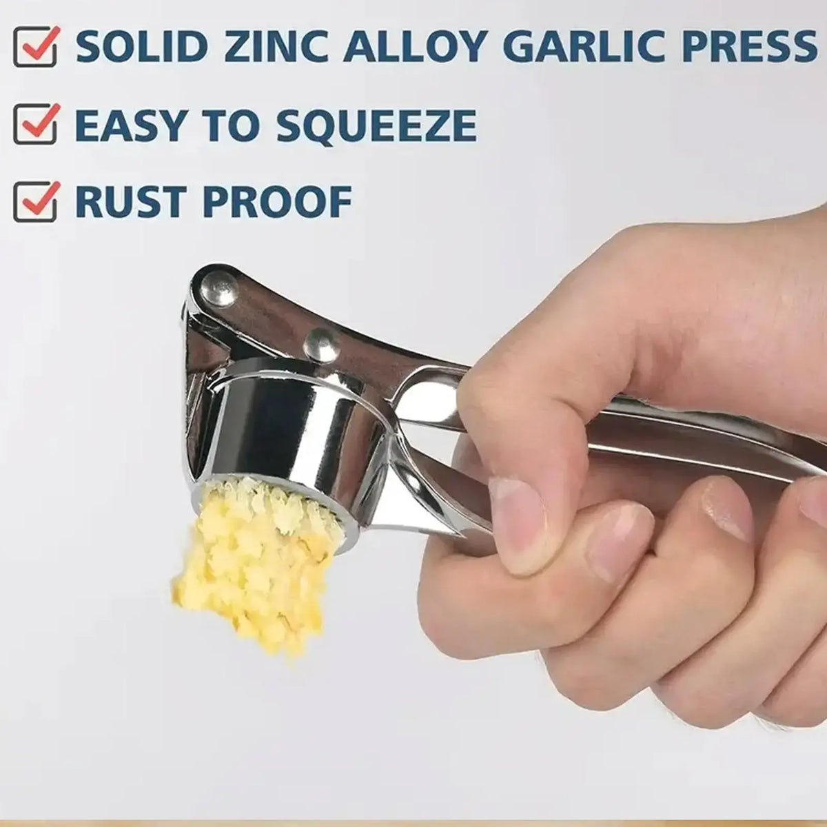 Sturdy 5-In-1 Stainless Steel Garlic Press Multi-Tool - Durable Kitchen Cooking Utensils for Adults, Home Cooking Supplies with Mincer, Crusher, Bottle Opener, Pit Remover, Easy to Clean Kitchenware