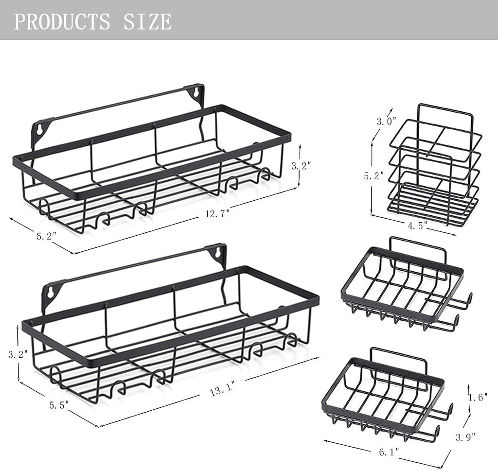 5 Pack Shower Caddy Adhesive Shower Organizer for Bathroom Storage & Kitchen