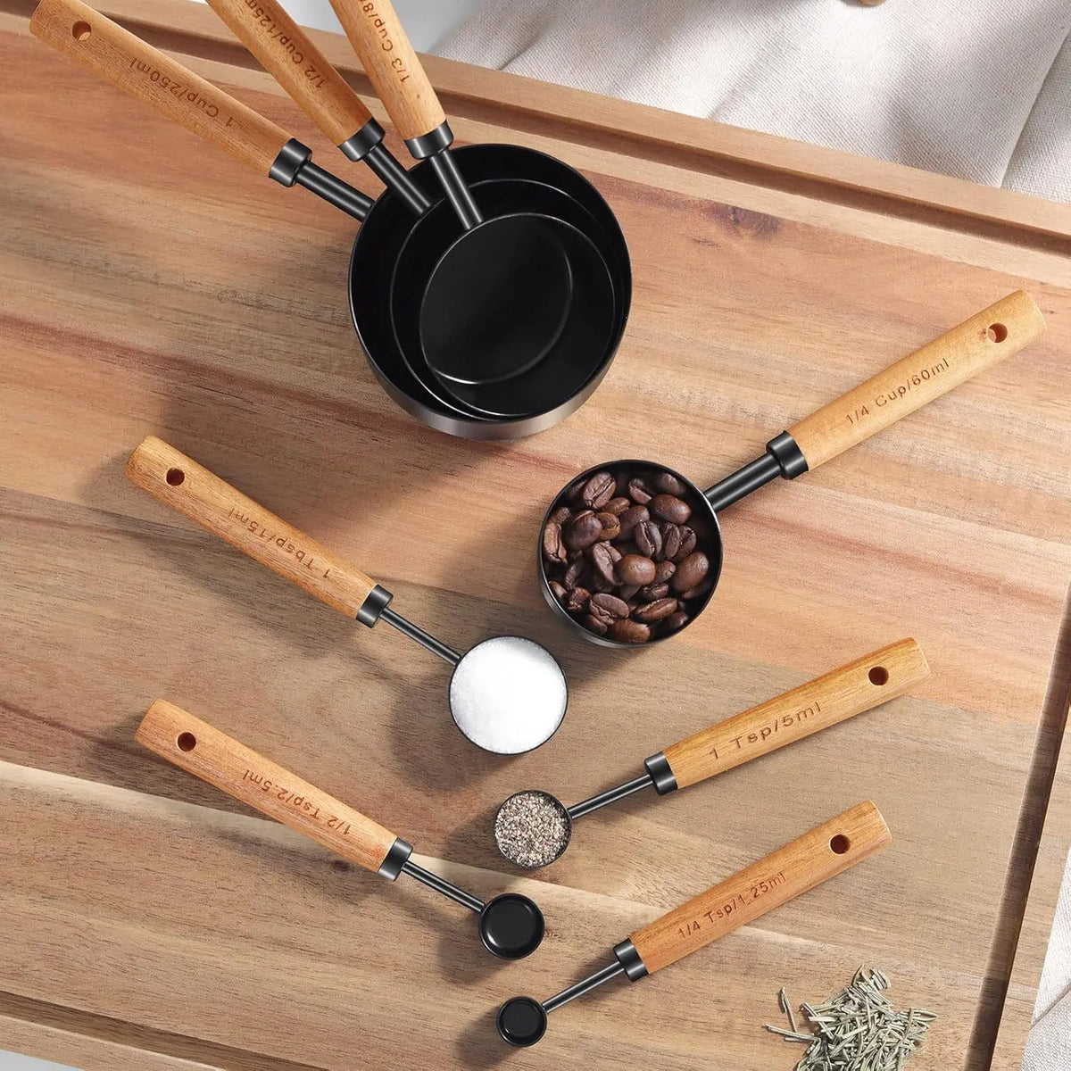 Stainless Steel Measuring Cup & Spoon Set, 4/8 Multifunctional Measuring Utensils with Handle, Stainless Steel Dishwasher Safe, Nesting Metal Spoons and Cups for Cooking and Baking Supplies, Kitchen Measuring Utensils, Kitchenware, Food Measuring Tool