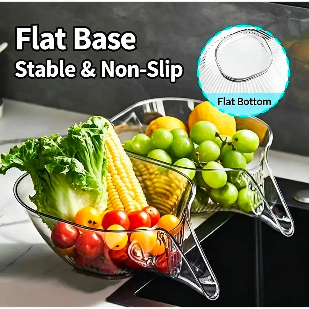 Multifunctional Polypropylene Draining Basket - Kitchen Utensils for Vegetable & Fruit Cleaning, Dry-Wet Sep. Water Filtering Household Gadget