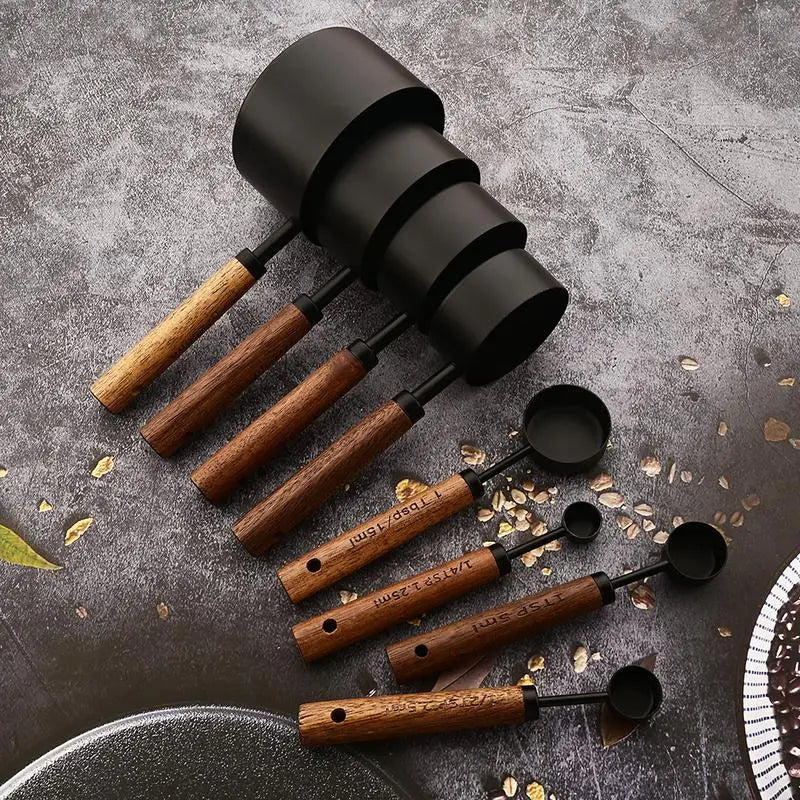 Stainless Steel Measuring Cup & Spoon Set, 4/8 Multifunctional Measuring Utensils with Handle, Stainless Steel Dishwasher Safe, Nesting Metal Spoons and Cups for Cooking and Baking Supplies, Kitchen Measuring Utensils, Kitchenware, Food Measuring Tool