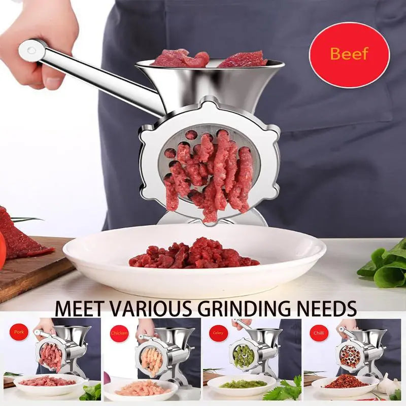 Manual Meat Grinder, Heavy Duty Aluminum Alloy Hand Meat Grinder with Table Clamp, Meat Mincer Sausage Maker for Beef Pepper Mushroom