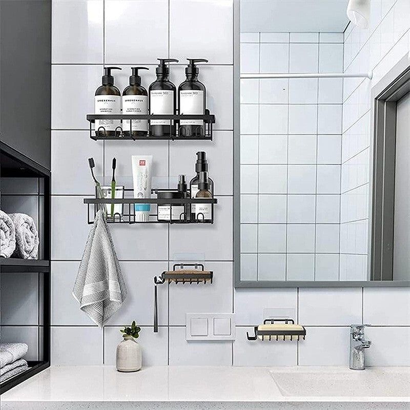 5 Pack Shower Caddy Adhesive Shower Organizer for Bathroom Storage & Kitchen