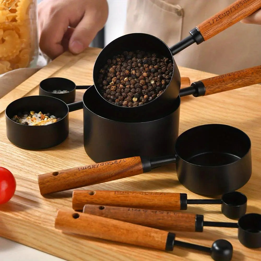 Stainless Steel Measuring Cup & Spoon Set, 4/8 Multifunctional Measuring Utensils with Handle, Stainless Steel Dishwasher Safe, Nesting Metal Spoons and Cups for Cooking and Baking Supplies, Kitchen Measuring Utensils, Kitchenware, Food Measuring Tool
