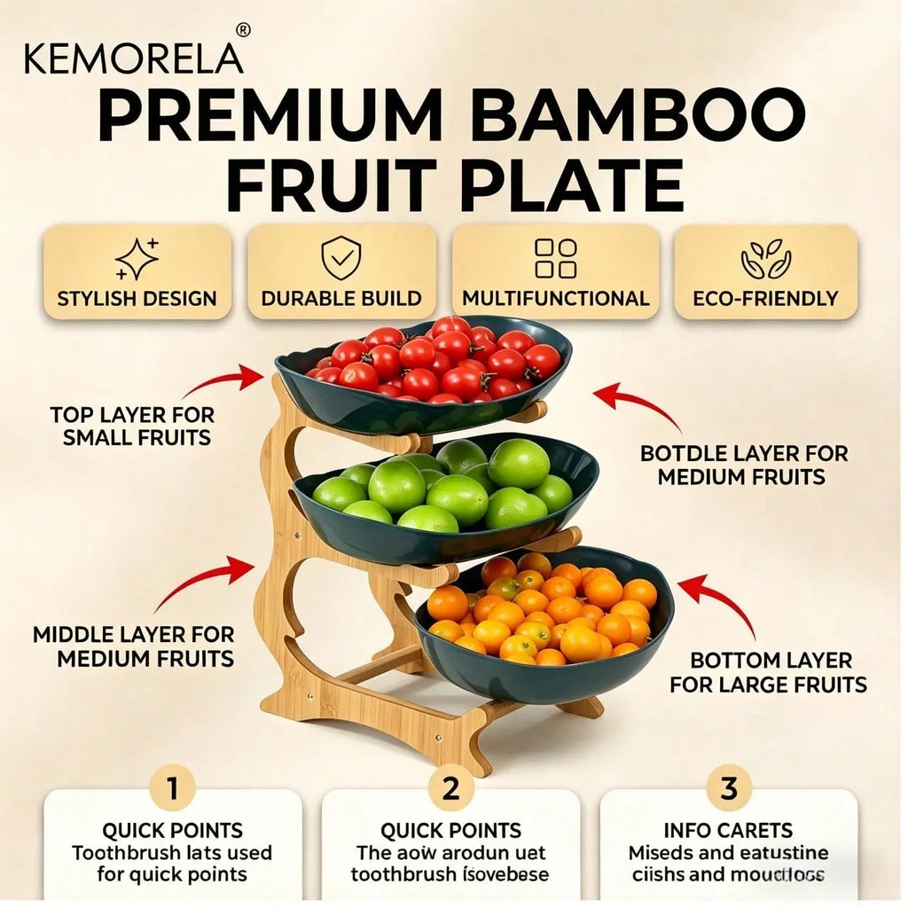 3-Tier Fruit Bowl Stand - 2026 Tiktok Trending Home Organizer, Tiered Bowls, Food & Fruit Storage Organizer Racks & Displays for Hosting & Home Decor