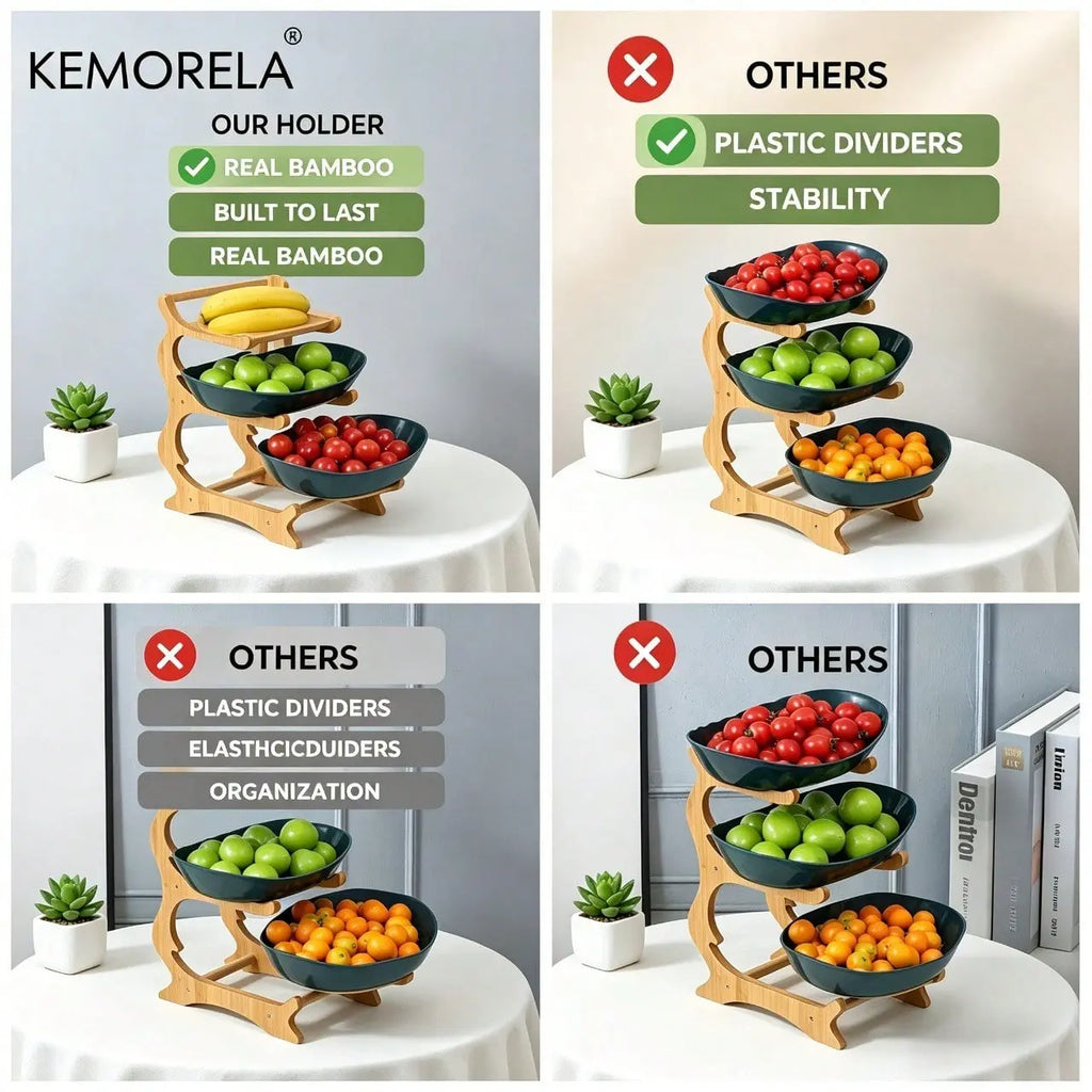 3-Tier Fruit Bowl Stand - 2026 Tiktok Trending Home Organizer, Tiered Bowls, Food & Fruit Storage Organizer Racks & Displays for Hosting & Home Decor