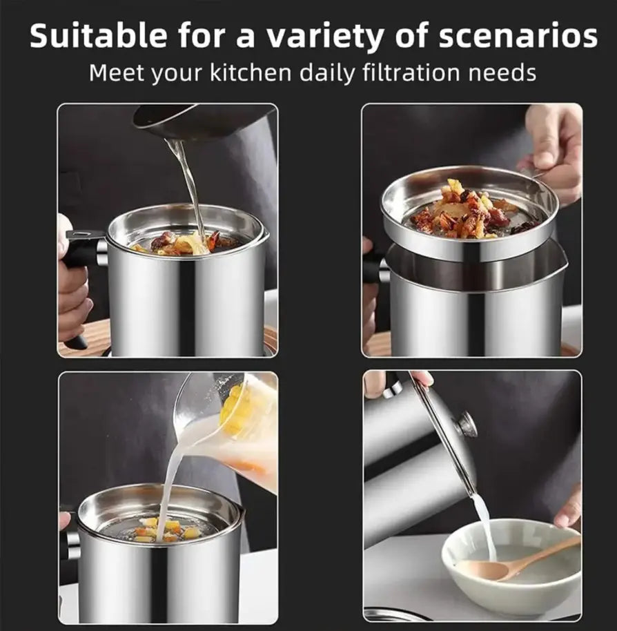 Stainless Steel Oil Pot with Tray and Lid, Kitchen Oil Dispenser and Bacon Grease Container, Cooking Oil Container, Olive Oil Dispenser, Kitchen Gadget, Oil Drip Drainer