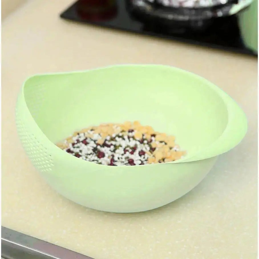 Multi-Functional Kitchen Drain Basket Basin, Dual Layer Colander Strainer for Rice Fruits Vegetables Household Food Washing Tool