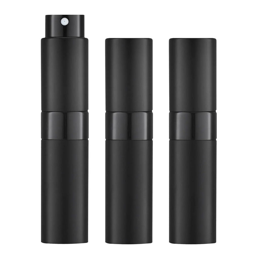 Home Supplies Multi-Pack Bundle - 3-Piece 8Ml Refillable Aluminum Cosmetic Perfume Sprays (Adjustable, ABS Rotating Mechanism, Portable Travel), Airtight Stackable Snack Containers (Maintains Freshness), XXL Rolling-Wheel Under-Bed Storage Organizers