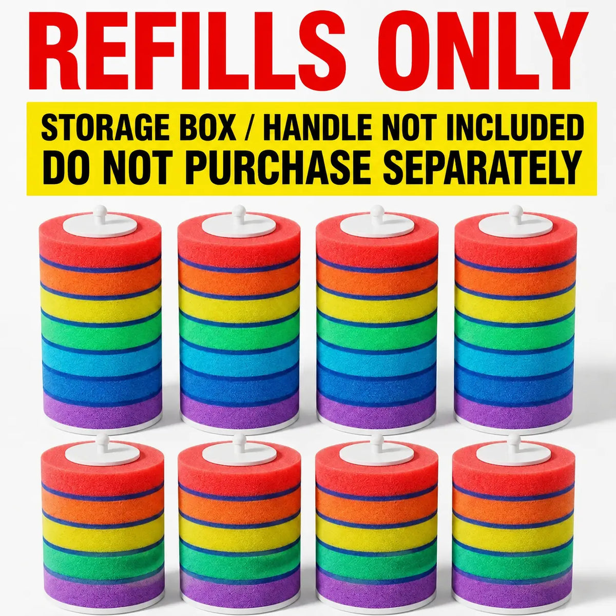 Joybos Rainbow Disposable Toilet Scrubber Set, Wall-Mount Plastic Bathroom Wand with Upgraded Colorful Reusable Sponge Refills, Cleaning Agent & Foam Action Bowl System,Sohochic