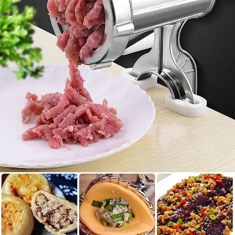 Manual Meat Grinder, Heavy Duty Aluminum Alloy Hand Meat Grinder with Table Clamp, Meat Mincer Sausage Maker for Beef Pepper Mushroom