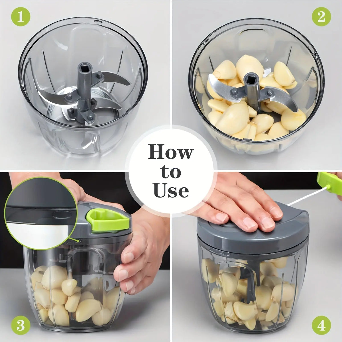 1000ML Professional Manual Vegetable Chopper - Non-Toxic Plastic Multifunctional Durable Kitchen Gadget with Detachable Stainless Steel Components, Airtight Design, Anti-Slip Surface, Fast Even Chopping, Fast Garlic Mince, Food Choppers,Sohochic