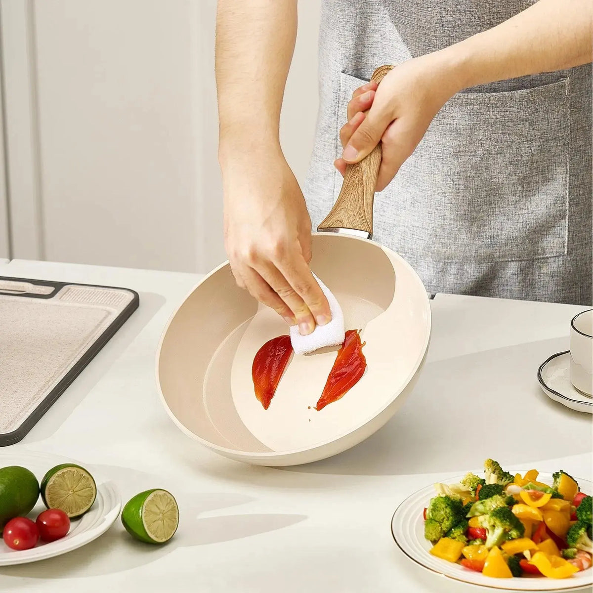 【Summerfinds】Vevor 3-Piece Nonstick Ceramic Enamel Frying Pan Skillet Set (8In,9.5In,11In) - Aluminum Cookware with Heat-Resistant Handle, Durable Anti-Adhesive Pans & Woks for Gas,Electric,Induction Stoves (Easy to Use)
