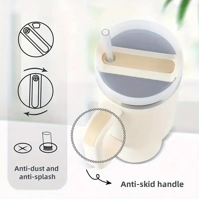 40Oz Straw Cup, 1 Count Reusable Stainless Steel Vacuum Flask with Straw, Drinking Cup for Cold & Hot Drinks, Water, Ice Tea or Coffee, Smoothie