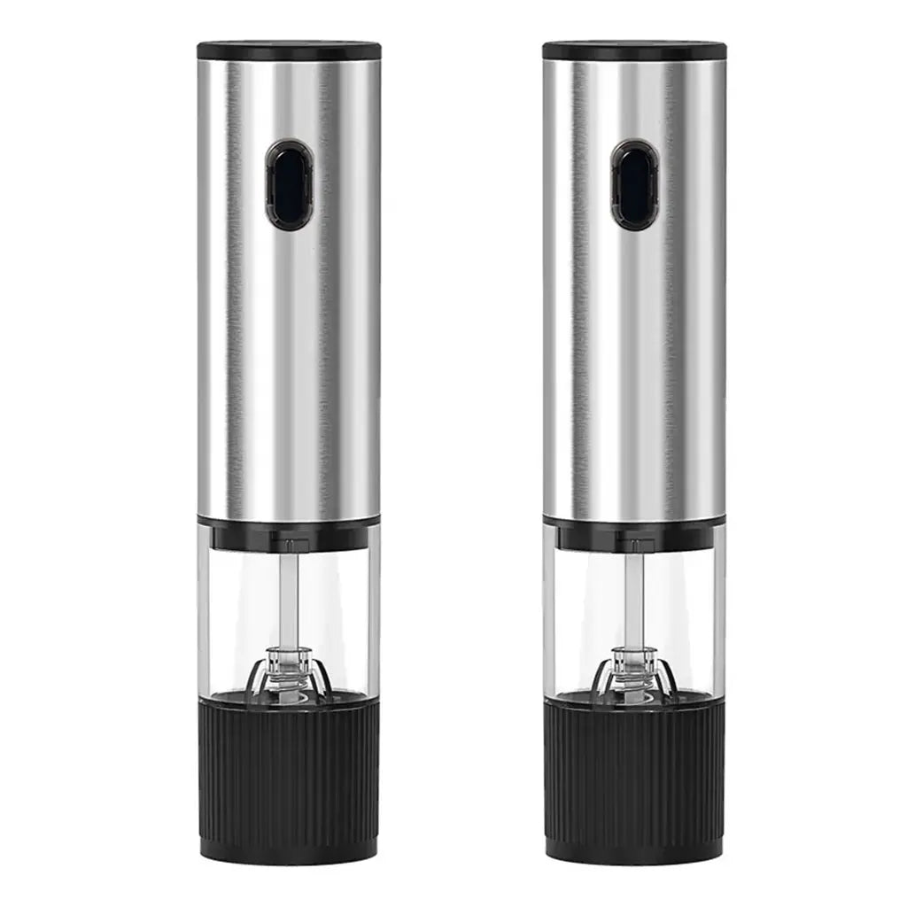 2-Pack Modern Durable Metal Electric Salt and Pepper Grinder Set - USB-C Rechargeable Portable Kitchen Gadgets with Storage Base, Adjustable Coarseness Seasoning Utensils for Home, Cooking, Dining Table