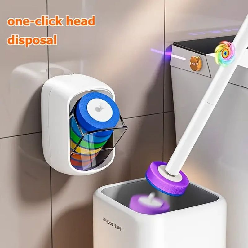 Joybos Rainbow Disposable Toilet Scrubber Set, Wall-Mount Plastic Bathroom Wand with Upgraded Colorful Reusable Sponge Refills, Cleaning Agent & Foam Action Bowl System,Sohochic