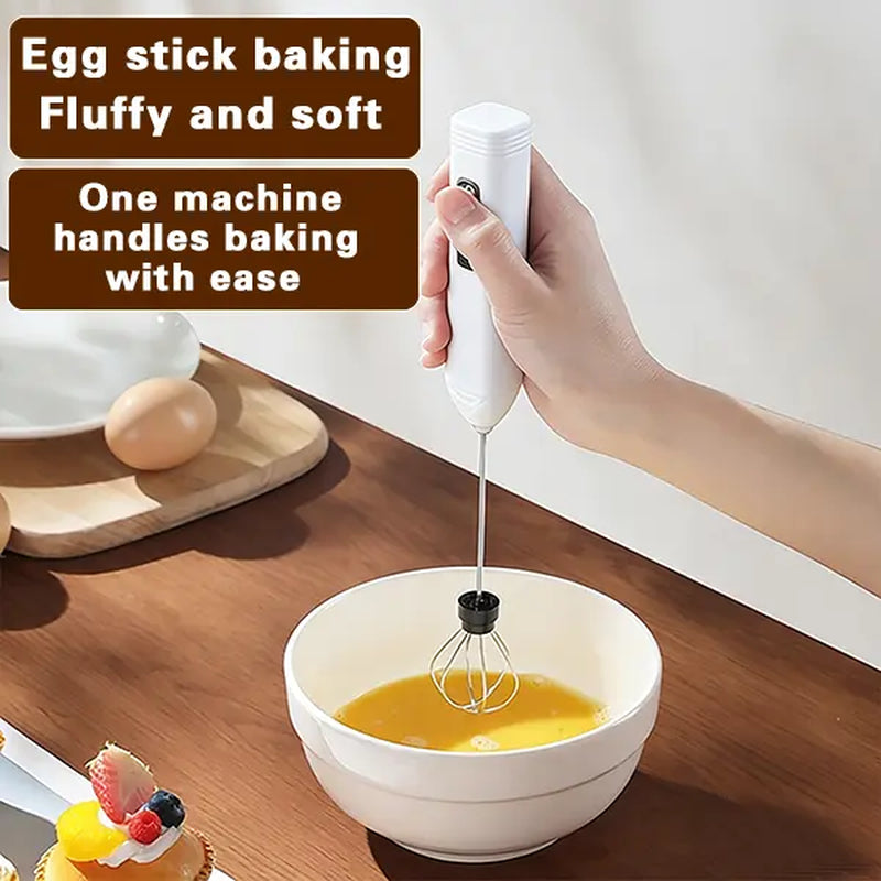 Handheld Milk Frother, High-Powered Turbo Engine USB Rechargeable Electric Foam Maker with Dual Whisks, 3 Speeds, 1-Button Operated, Lightweight and Portable USB-C Charging Stainless Steel Mixer for Morning Coffee, Protein Powder Coffee Equipment Coffee B