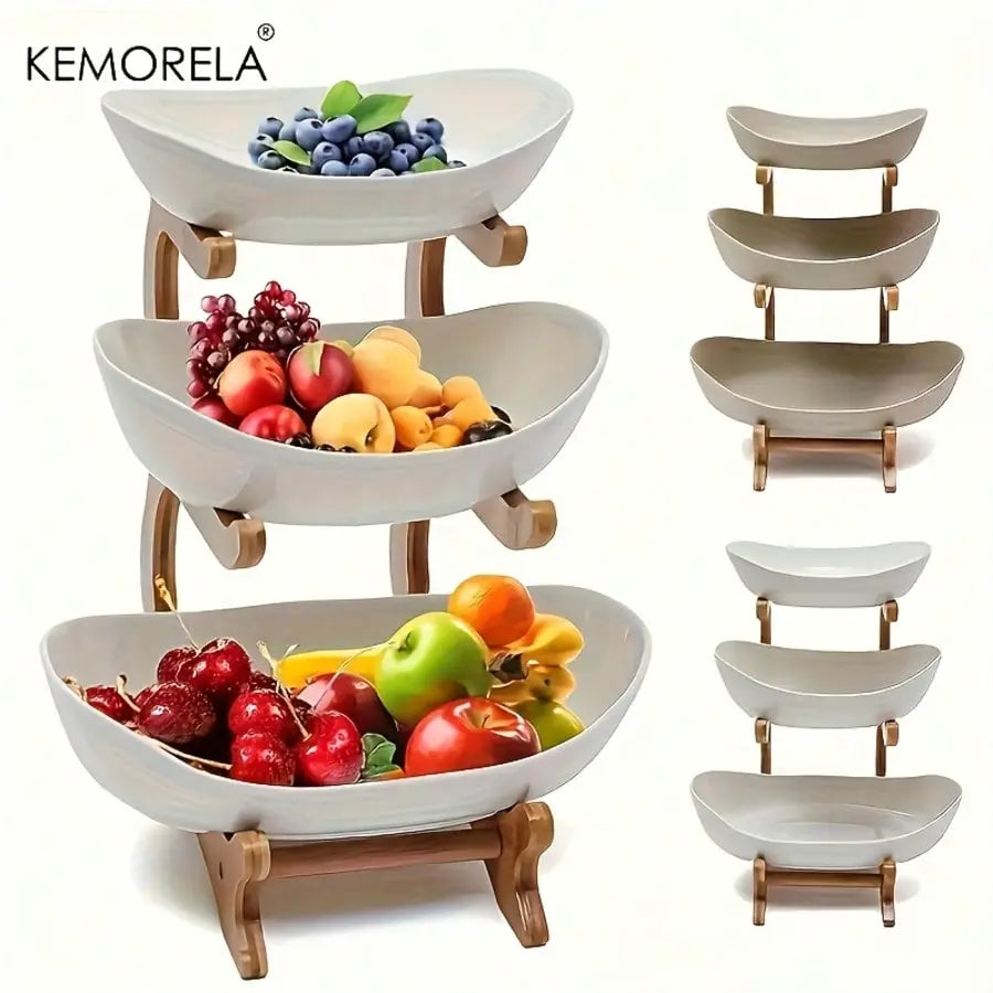 3-Tier Fruit Bowl Stand - 2026 Tiktok Trending Home Organizer, Tiered Bowls, Food & Fruit Storage Organizer Racks & Displays for Hosting & Home Decor