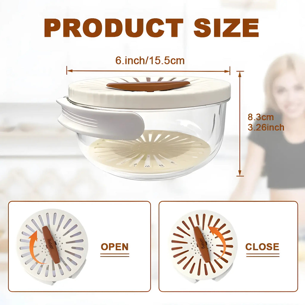 2-In-1 Multifunctional Fruit Strainer Container with Lid - Foldable Handle, Washing Berries Bowl, Fridge Storage, Dishwasher Safe Slicer, Durable Vegetable Slicer, Brown Kitchen Utensil (1Pcs)