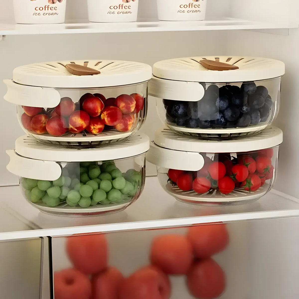 2-In-1 Multifunctional Fruit Strainer Container with Lid - Foldable Handle, Washing Berries Bowl, Fridge Storage, Dishwasher Safe Slicer, Durable Vegetable Slicer, Brown Kitchen Utensil (1Pcs)