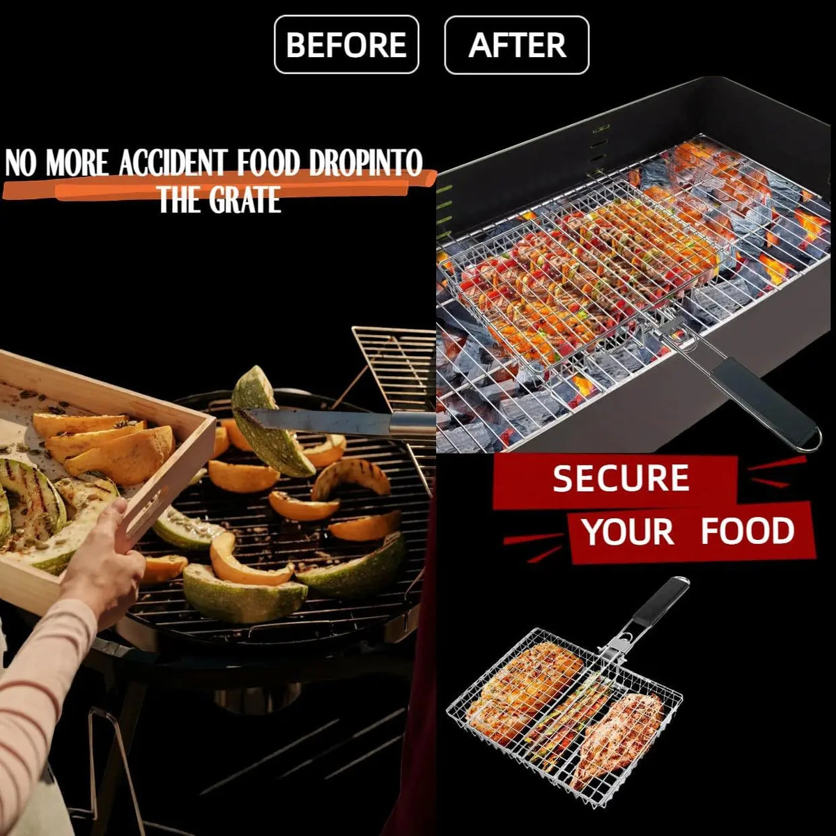 Summerwins Rectangular Carbon Steel Outdoor BBQ Grill Net - Single Roomier Sheet Grid Rack with Handle, Thick Durable Outdoor Cooking Barbecue Utensils for Home & Festive Supplies