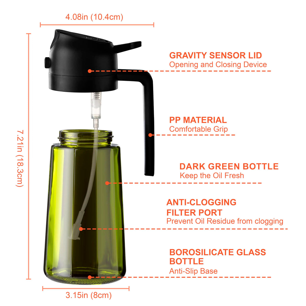 2-In-1 Food-Grade Oil Sprayer and Oil Dispenser Bottle, Multifunctional Kitchen Gadget in Black, Ideal Oil Tool for Air Fryer, Salad Making and BBQ Cooking, Modern Home Kitchen Accessory