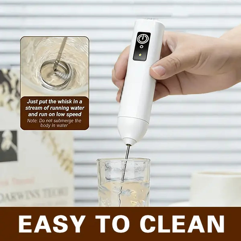 Handheld Milk Frother, High-Powered Turbo Engine USB Rechargeable Electric Foam Maker with Dual Whisks, 3 Speeds, 1-Button Operated, Lightweight and Portable USB-C Charging Stainless Steel Mixer for Morning Coffee, Protein Powder Coffee Equipment Coffee B