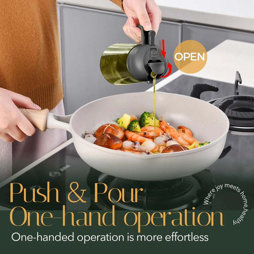 2-In-1 Food-Grade Oil Sprayer and Oil Dispenser Bottle, Multifunctional Kitchen Gadget in Black, Ideal Oil Tool for Air Fryer, Salad Making and BBQ Cooking, Modern Home Kitchen Accessory