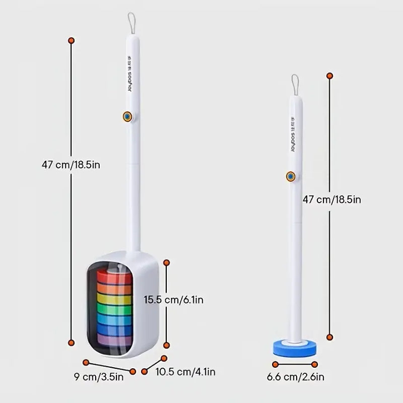Joybos Rainbow Disposable Toilet Scrubber Set, Wall-Mount Plastic Bathroom Wand with Upgraded Colorful Reusable Sponge Refills, Cleaning Agent & Foam Action Bowl System,Sohochic