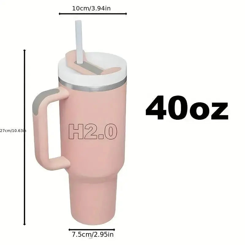 40Oz Straw Cup, 1 Count Reusable Stainless Steel Vacuum Flask with Straw, Drinking Cup for Cold & Hot Drinks, Water, Ice Tea or Coffee, Smoothie