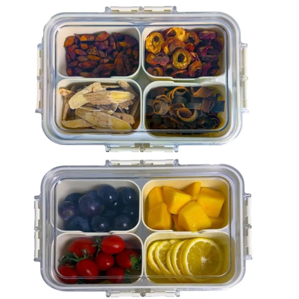 1 Pack (4/8 Compartments)Snackle Box Charcuterie Container Divided Serving Tray with Lid and Handle Portable Snack Platters for Fruit Nuts Candy Entertaining Party Picnic
