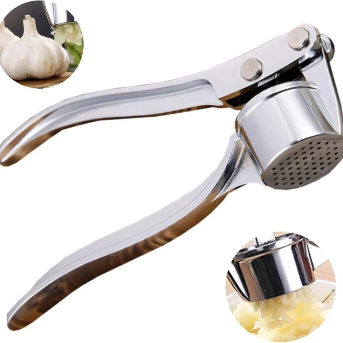 Sturdy 5-In-1 Stainless Steel Garlic Press Multi-Tool - Durable Kitchen Cooking Utensils for Adults, Home Cooking Supplies with Mincer, Crusher, Bottle Opener, Pit Remover, Easy to Clean Kitchenware