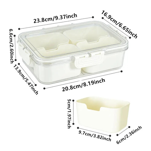 1 Pack (4/8 Compartments)Snackle Box Charcuterie Container Divided Serving Tray with Lid and Handle Portable Snack Platters for Fruit Nuts Candy Entertaining Party Picnic