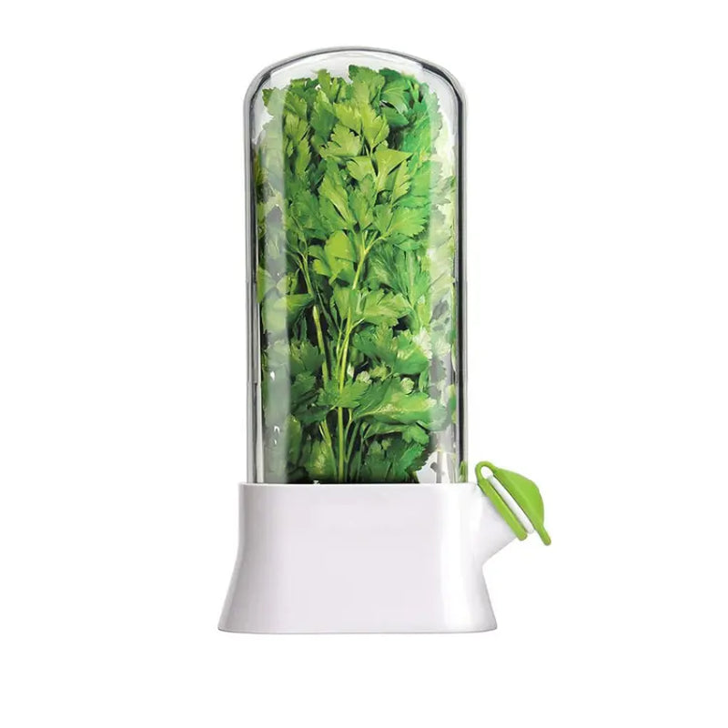 Herb Keeper for Refrigerator, Fresh Herb Storage Container with Water Reservoir, Cilantro, Parsley & Mint Saver