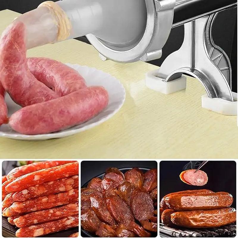 Manual Meat Grinder, Heavy Duty Aluminum Alloy Hand Meat Grinder with Table Clamp, Meat Mincer Sausage Maker for Beef Pepper Mushroom