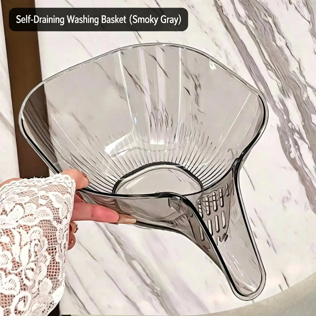 Multifunctional Polypropylene Draining Basket - Kitchen Utensils for Vegetable & Fruit Cleaning, Dry-Wet Sep. Water Filtering Household Gadget