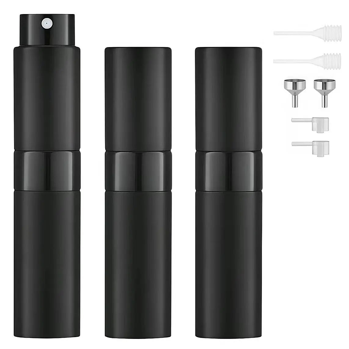 Home Supplies Multi-Pack Bundle - 3-Piece 8Ml Refillable Aluminum Cosmetic Perfume Sprays (Adjustable, ABS Rotating Mechanism, Portable Travel), Airtight Stackable Snack Containers (Maintains Freshness), XXL Rolling-Wheel Under-Bed Storage Organizers