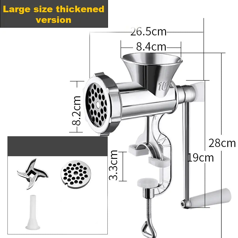 Manual Meat Grinder, Heavy Duty Aluminum Alloy Hand Meat Grinder with Table Clamp, Meat Mincer Sausage Maker for Beef Pepper Mushroom