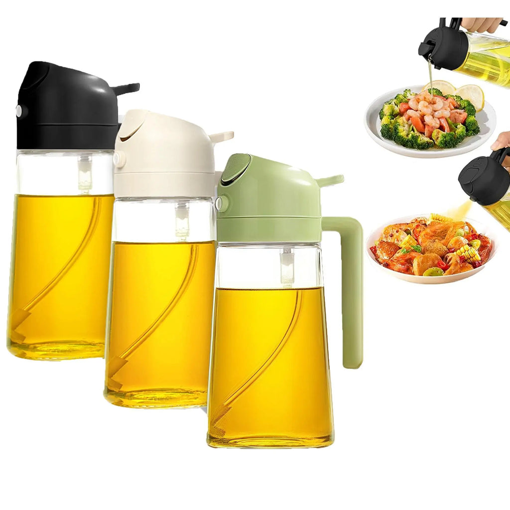 2-In-1 Food-Grade Oil Sprayer and Oil Dispenser Bottle, Multifunctional Kitchen Gadget in Black, Ideal Oil Tool for Air Fryer, Salad Making and BBQ Cooking, Modern Home Kitchen Accessory