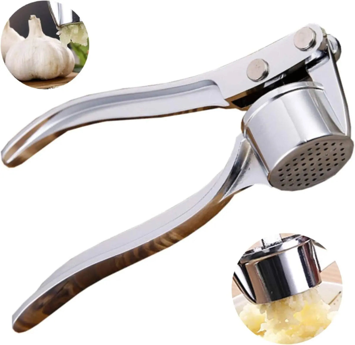 Sturdy 5-In-1 Stainless Steel Garlic Press Multi-Tool - Durable Kitchen Cooking Utensils for Adults, Home Cooking Supplies with Mincer, Crusher, Bottle Opener, Pit Remover, Easy to Clean Kitchenware